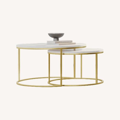 Used Rove Concepts Aaren White Marble Coffee Table for sale on AptDeco