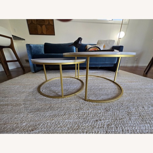 Used Rove Concepts Aaren White Marble Coffee Table for sale on AptDeco