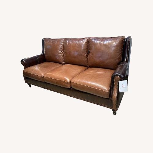 Used Hancock & Moore Burnished Faux Crocodile & Leather 3-Seat Sofa for sale on AptDeco