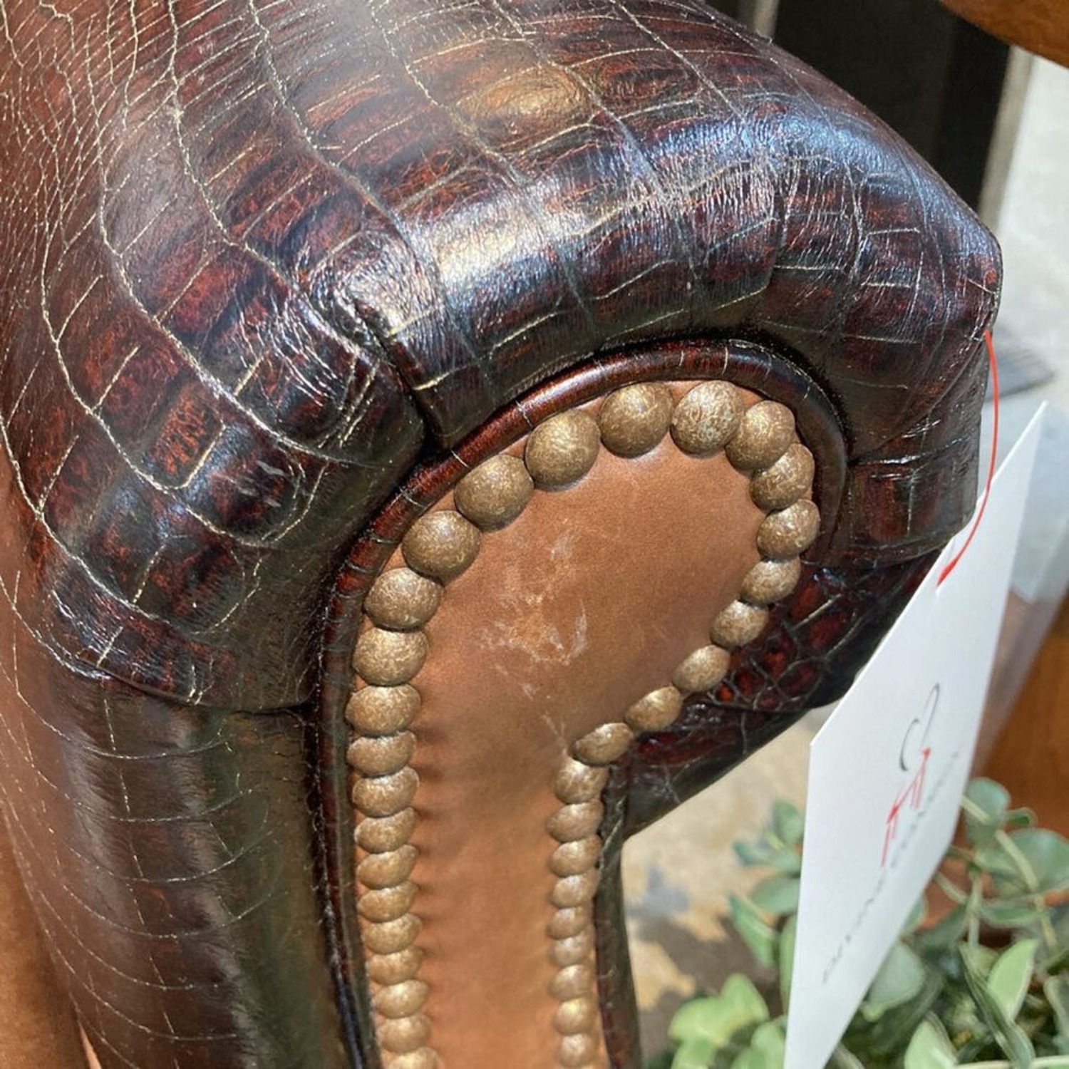 Hancock & Moore Burnished Faux Crocodile & Leather 3-Seat Sofa - image-5