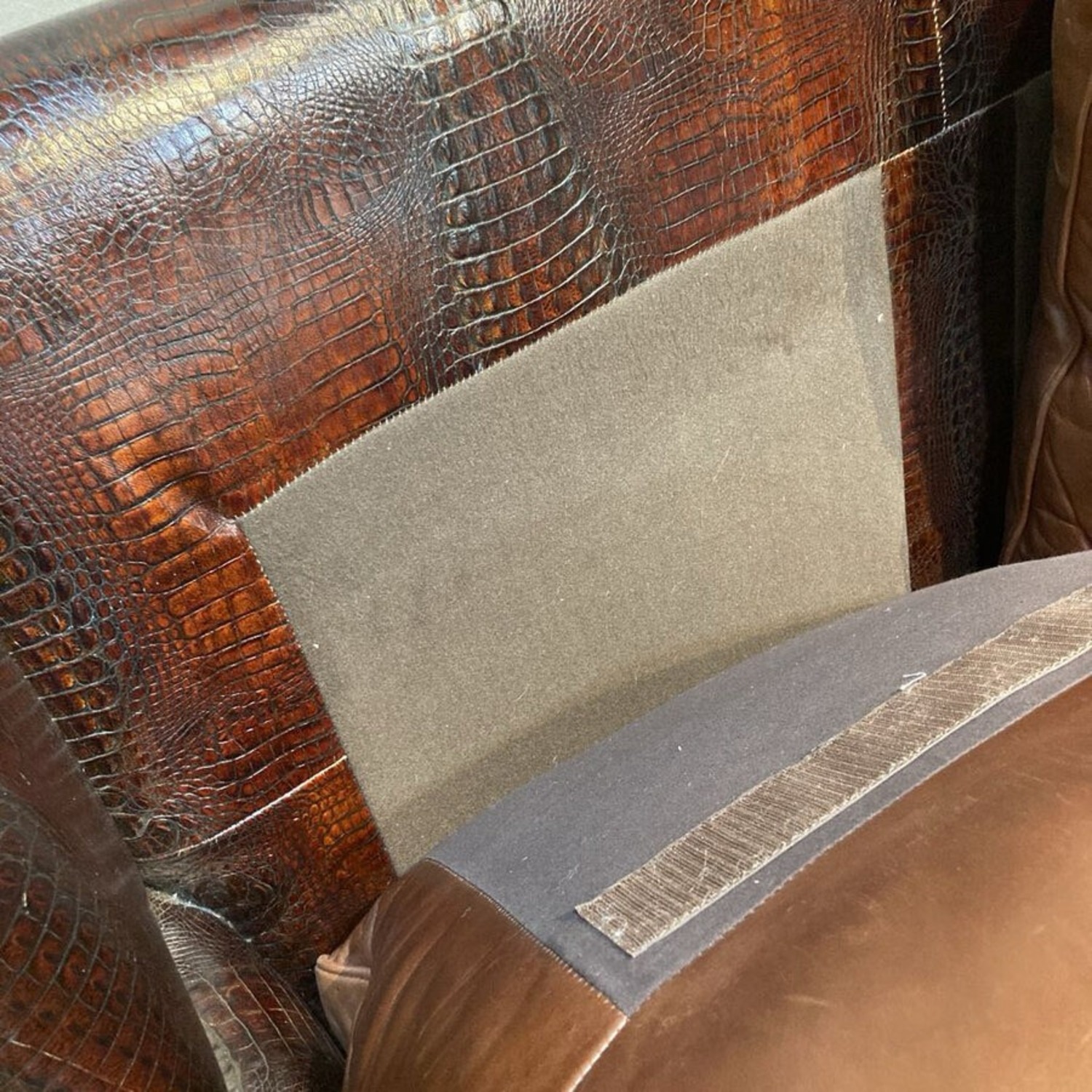 Hancock & Moore Burnished Faux Crocodile & Leather 3-Seat Sofa - image-9