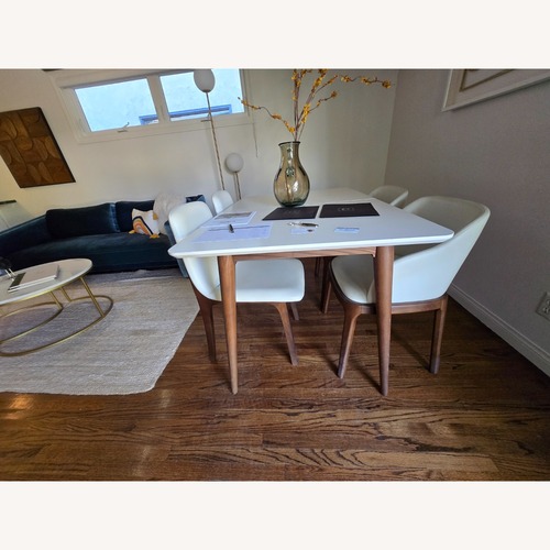 Used Rove Concepts White and Walnut Dining Chairs for sale on AptDeco
