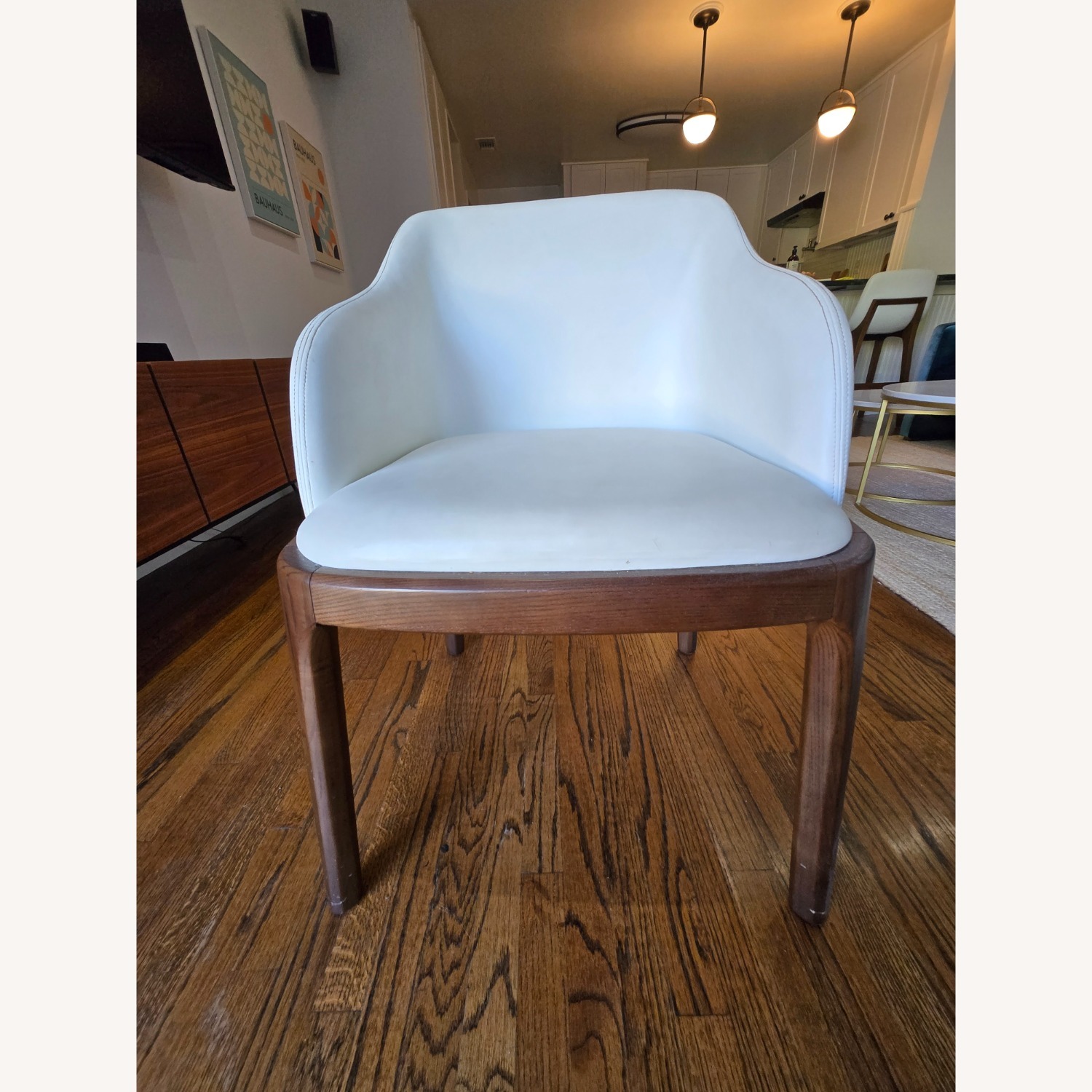 Rove Concepts Aubrey White and Walnut Armchair - image-1