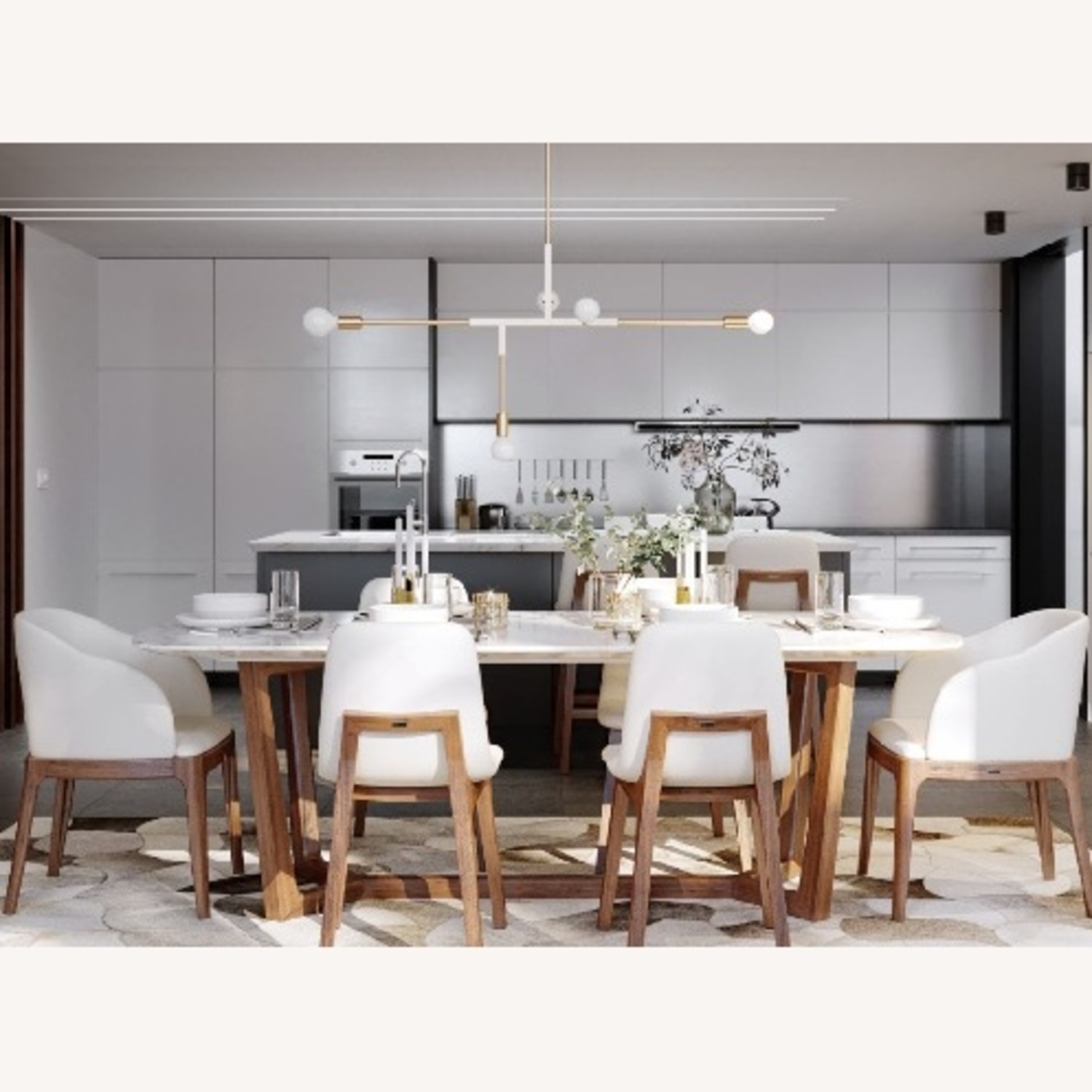 Rove Concepts Aubrey White and Walnut Armchair - image-0