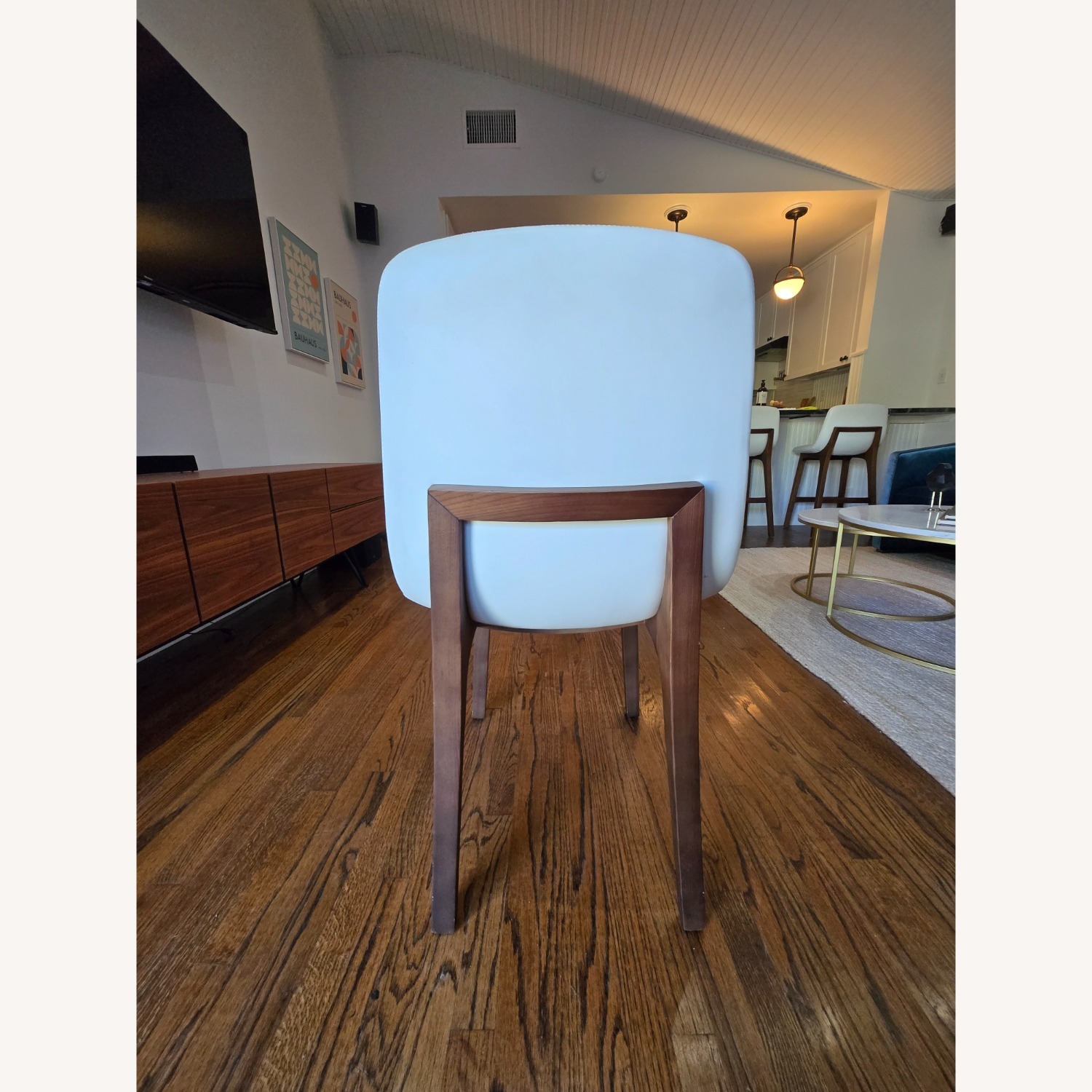 Rove Concepts Aubrey White and Walnut Armchair - image-4