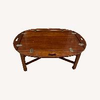 Dark Brown Wood Coffee Table with flip sides