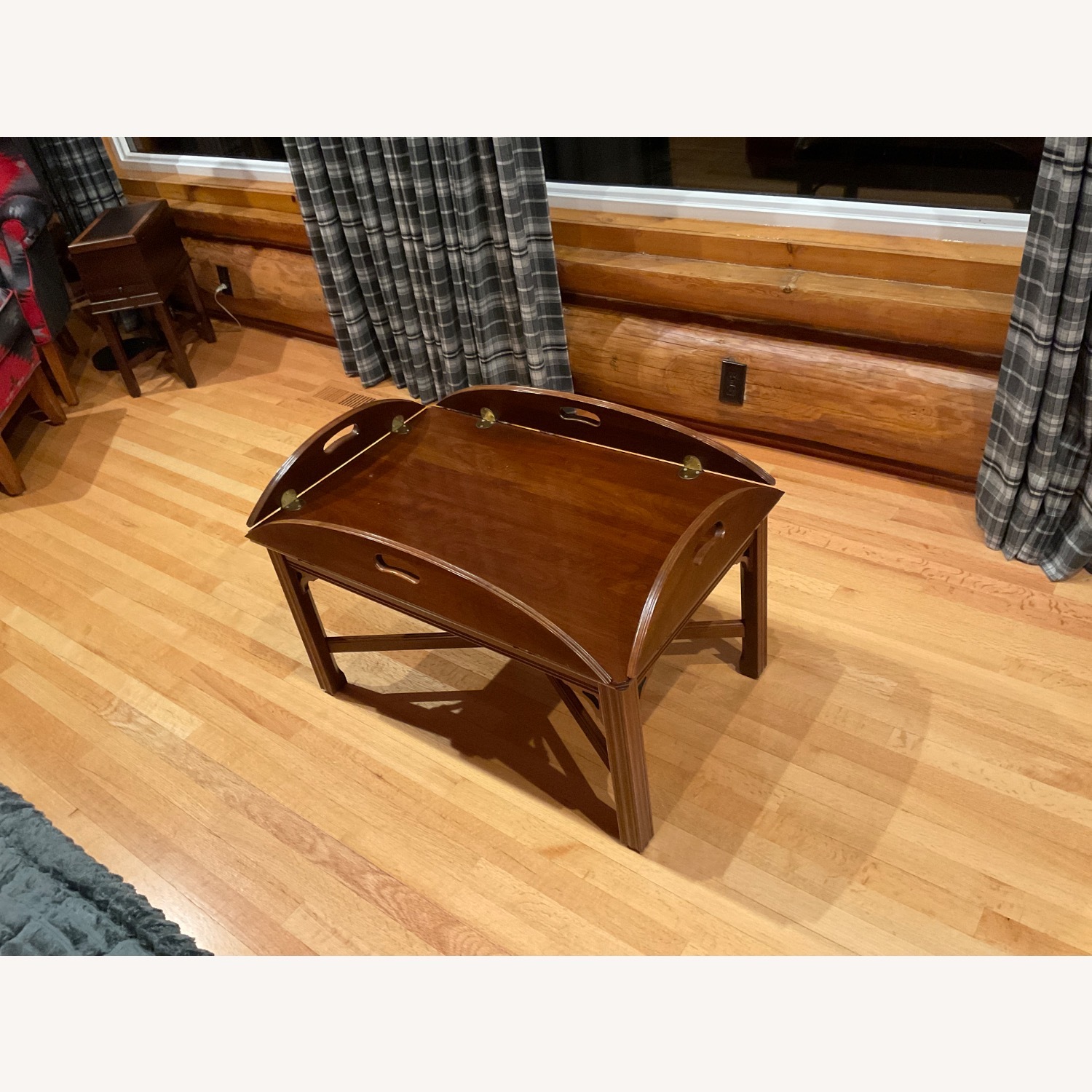 Dark Brown Wood Coffee Table with flip sides - image-2