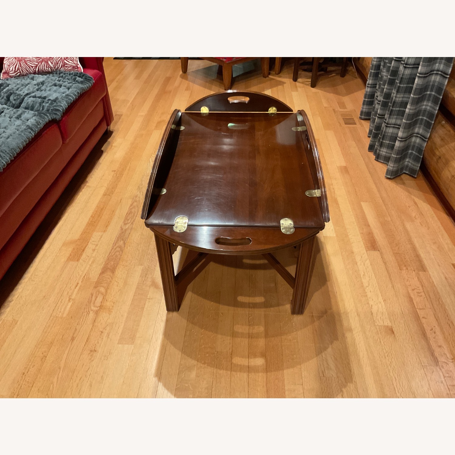 Dark Brown Wood Coffee Table with flip sides - image-3