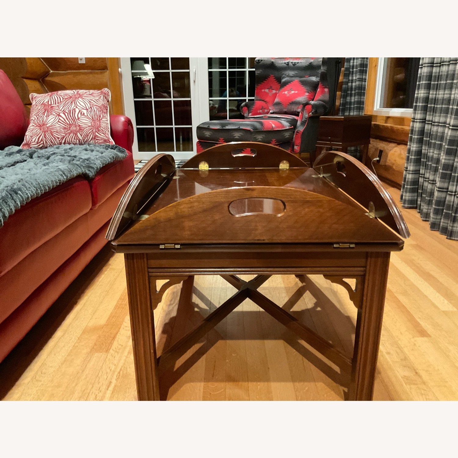 Dark Brown Wood Coffee Table with flip sides - image-5