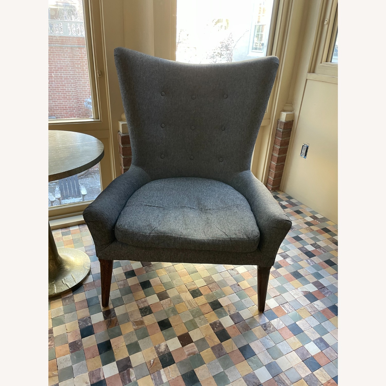 HD Buttercup Dark Gray Fabric Accent Chairs - image-1