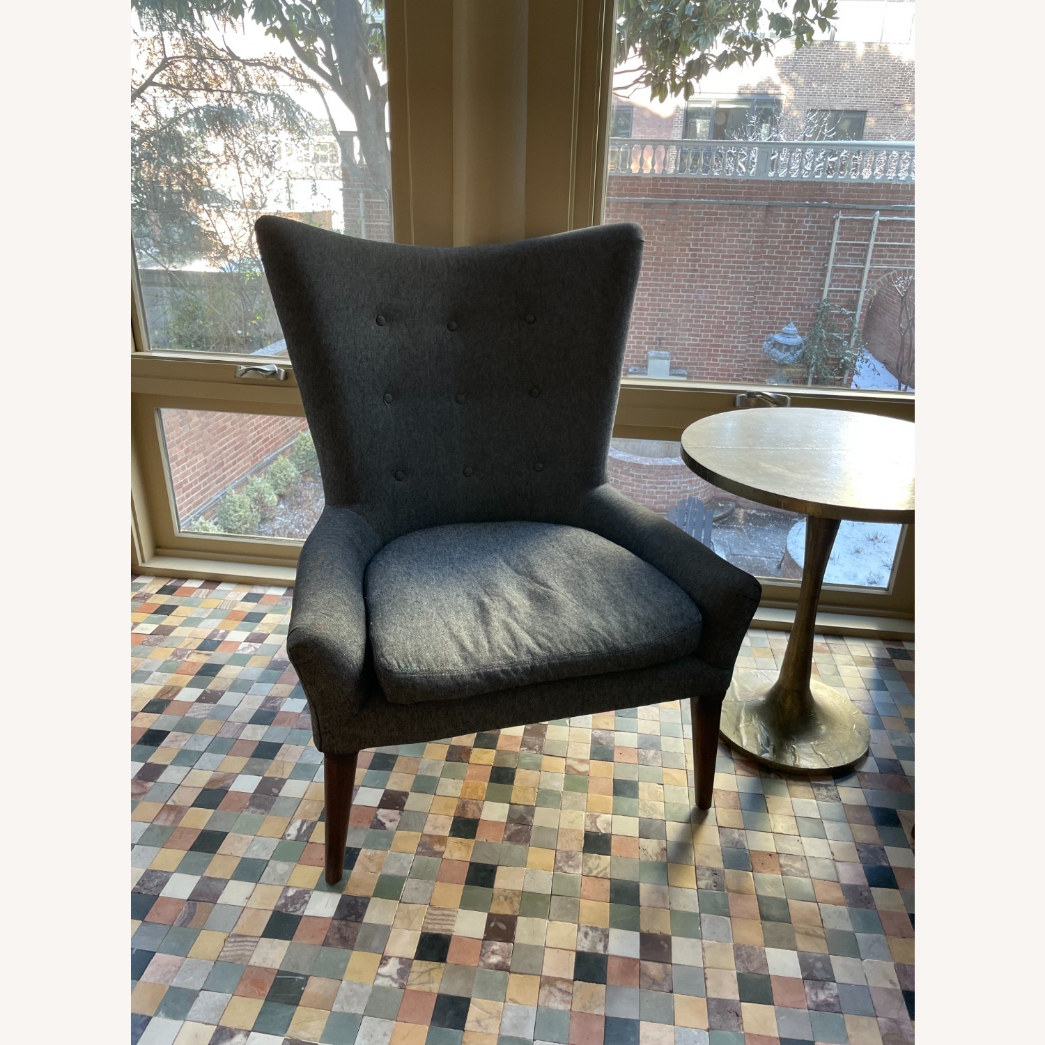 HD Buttercup Dark Gray Fabric Accent Chairs - image-5