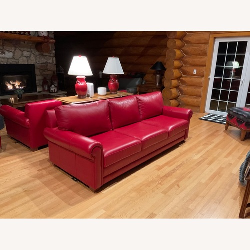 Used Elite Leather Company Red Leather 3+ Seater Sofa for sale on AptDeco