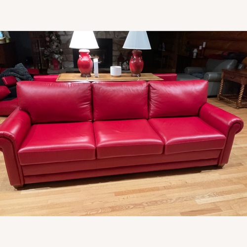 Used Elite Leather Company Red Leather 3+ Seater Sofa for sale on AptDeco