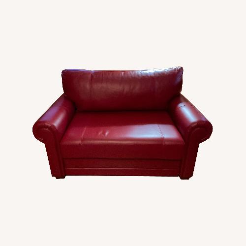 Used Elite Leather Company Red Leather Loveseat for sale on AptDeco