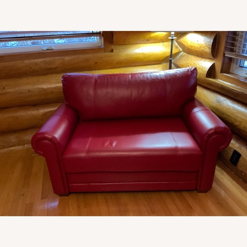 Used Elite Leather Company Red Leather Loveseat for sale on AptDeco