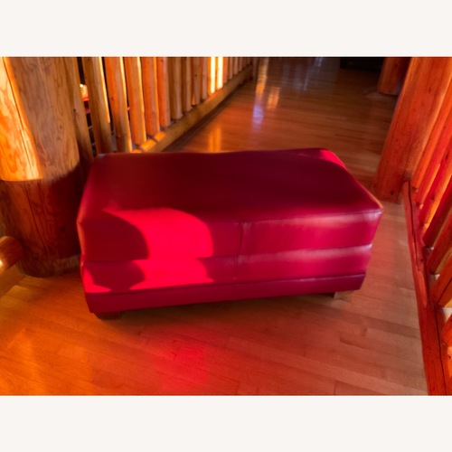 Used Elite Leather Company Montana Red Leather Bench for sale on AptDeco