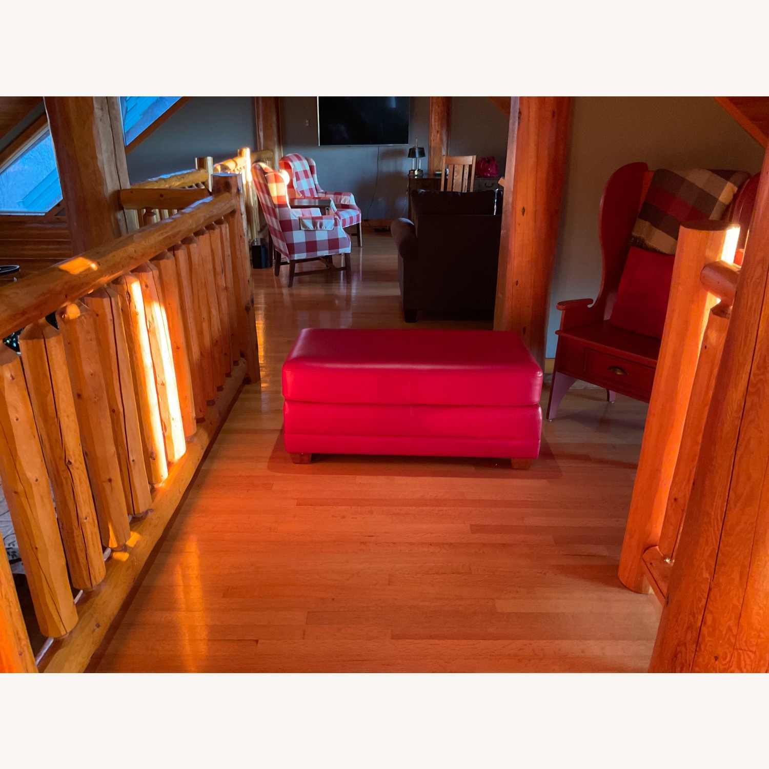 Elite Leather Company Montana Red Leather Bench - image-1