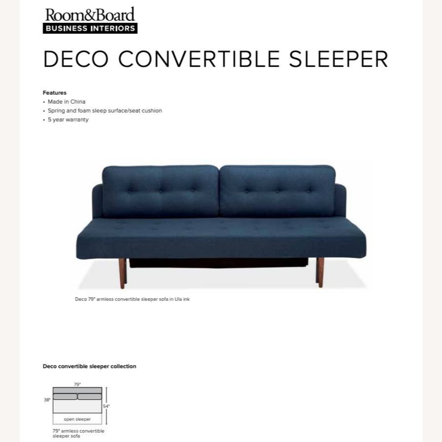 Room & Board Deco Blue Sleeper Sofa - image-7