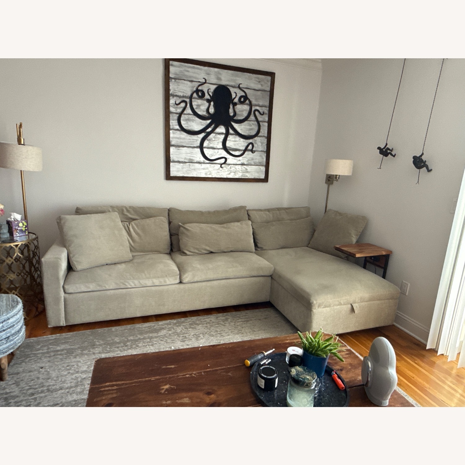 West Elm Light Grey Harmony Sleeper Sectional - image-2