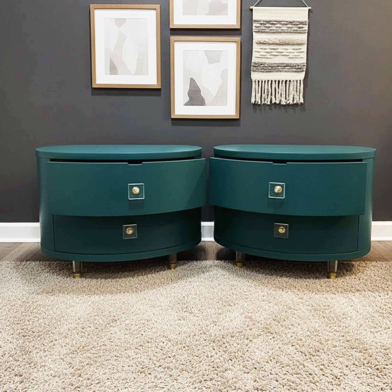 Green Wood Side Tables - image-0