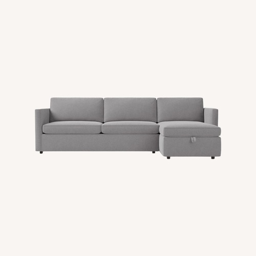 Used West Elm Dove Grey Harris 2-Piece Chaise Sectional with Storage for sale on AptDeco