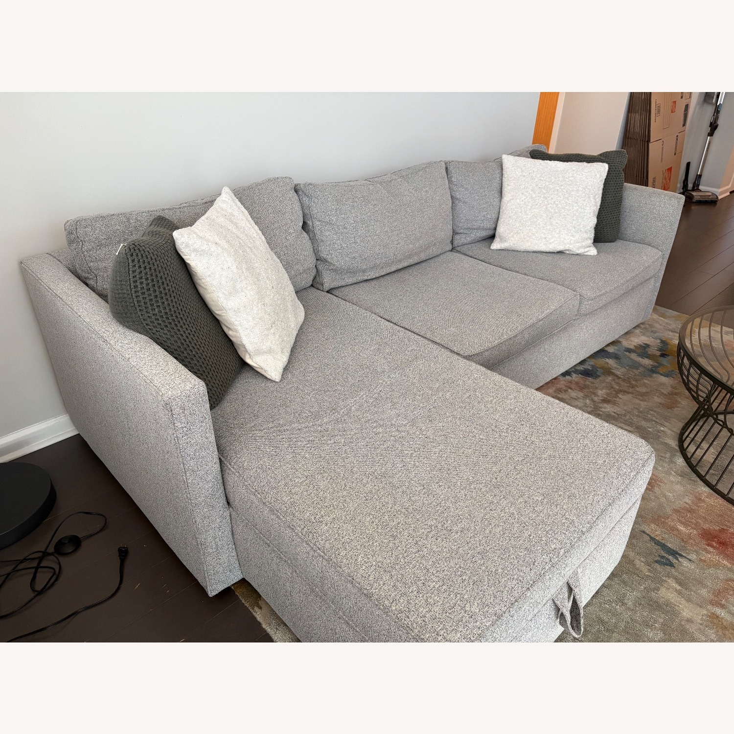 West Elm Dove Grey Harris 2-Piece Chaise Sectional with Storage - image-1