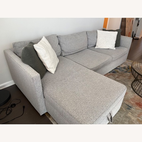 Used West Elm Dove Grey Harris 2-Piece Chaise Sectional with Storage for sale on AptDeco