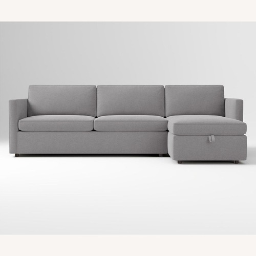 Used West Elm Dove Grey Harris 2-Piece Chaise Sectional with Storage for sale on AptDeco