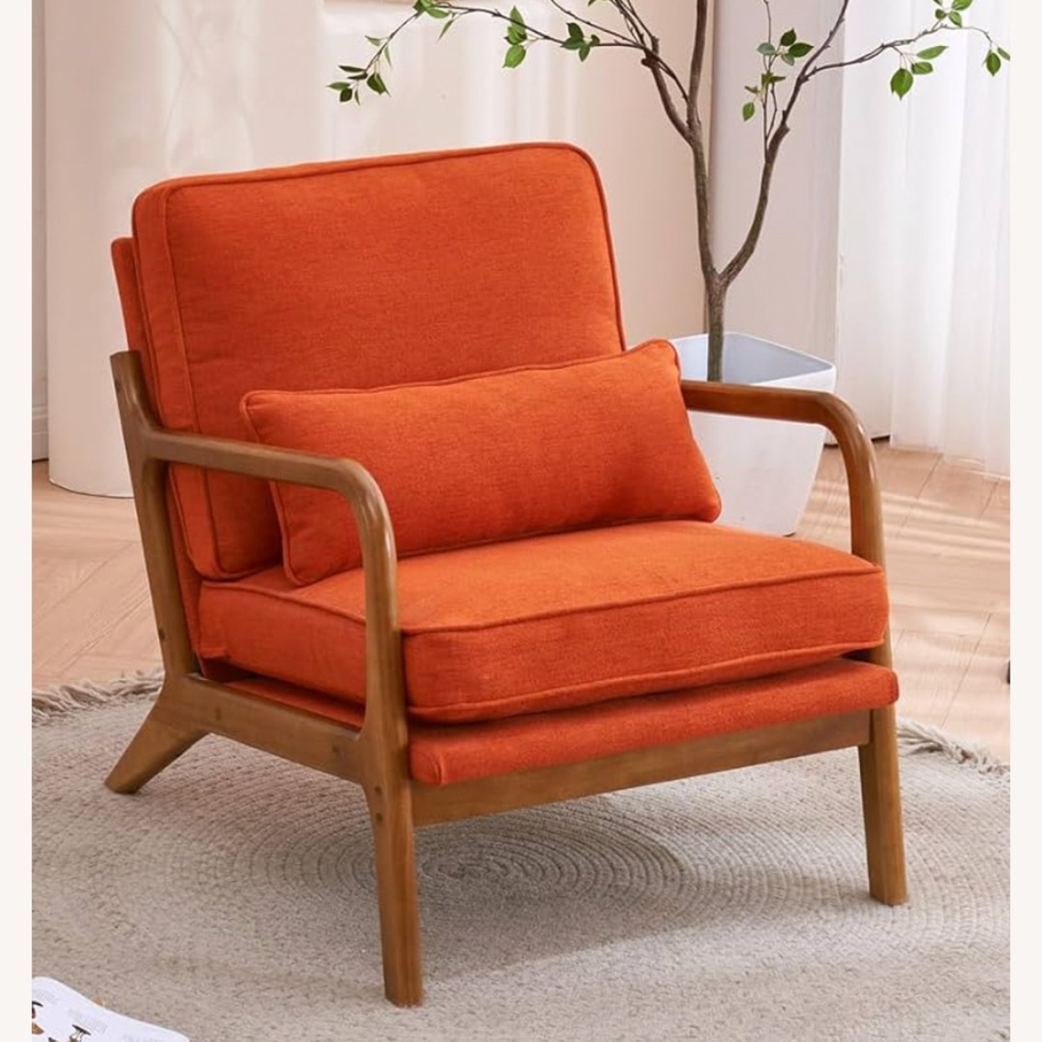 Lemley Mid Century Solid Wood Accent Chair - image-3