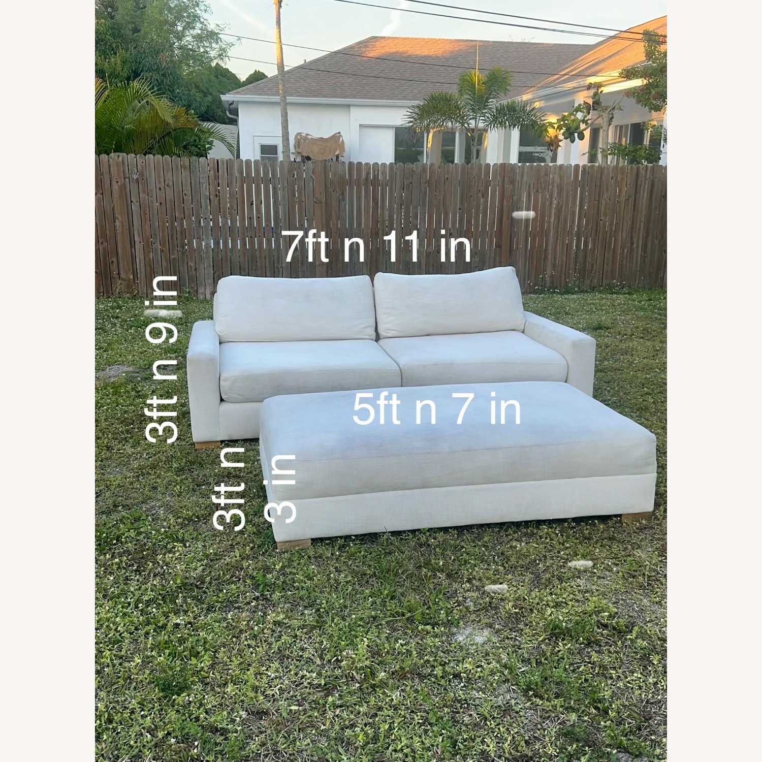 Restoration Hardware White Fabric Chaise Lounge - image-9