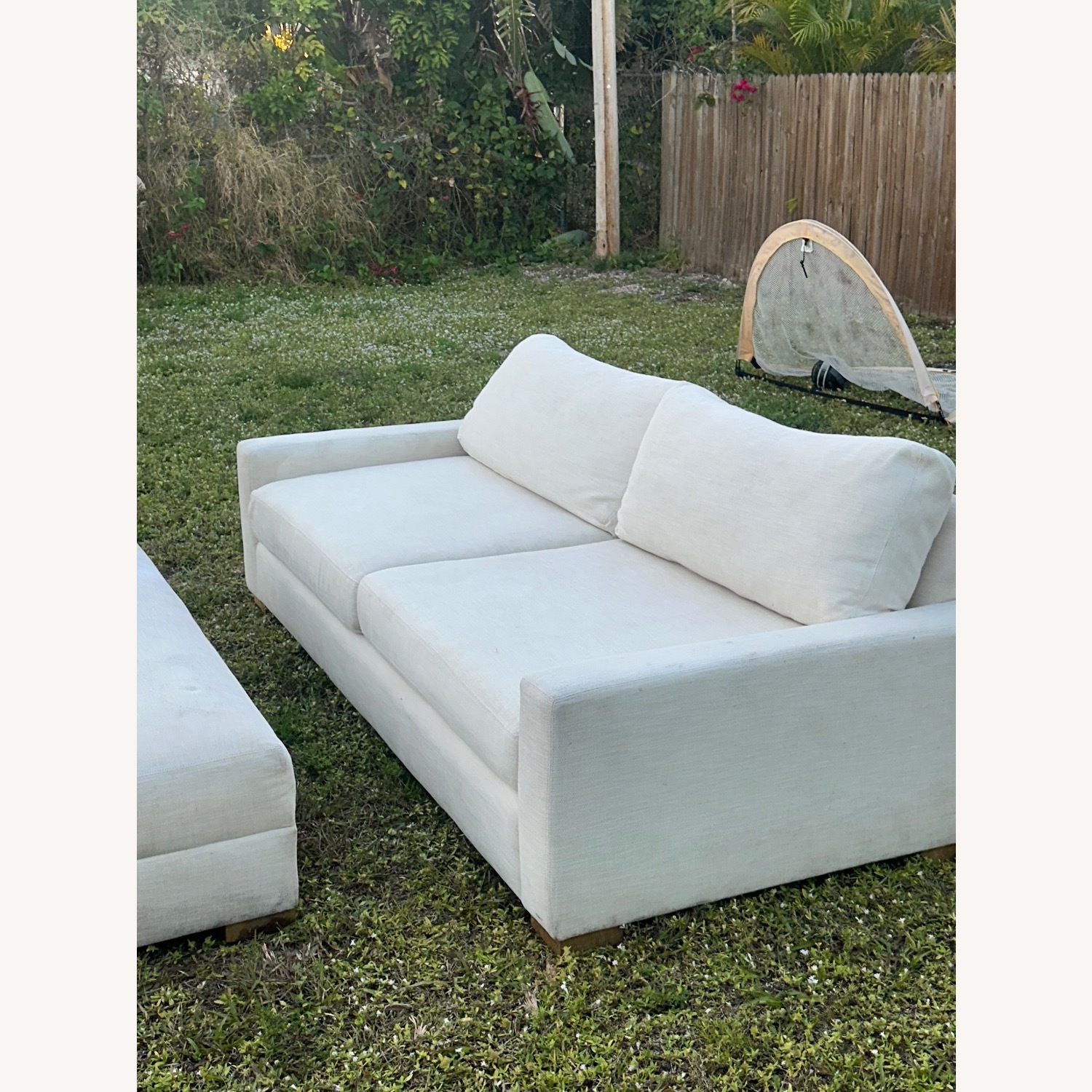 Restoration Hardware White Fabric Chaise Lounge - image-6