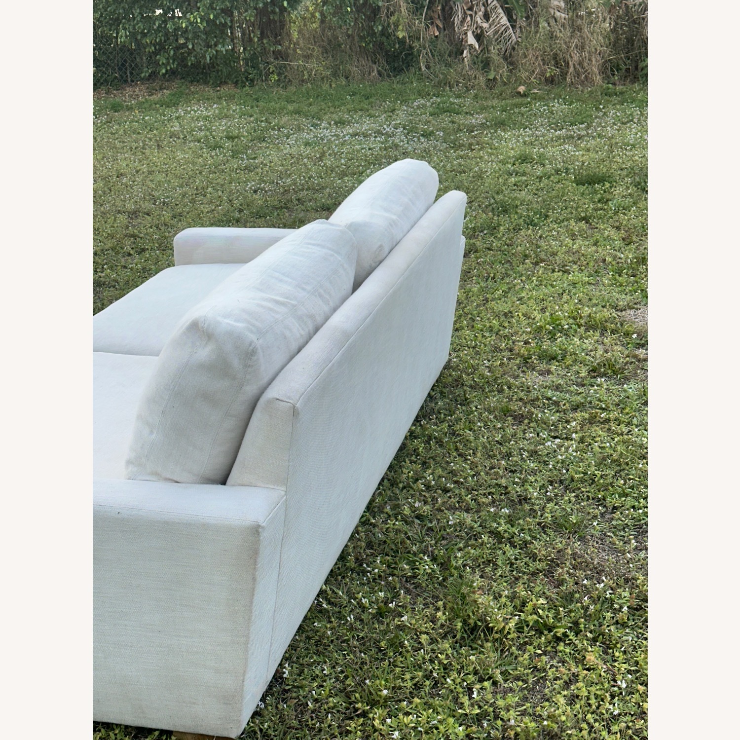 Restoration Hardware White Fabric Chaise Lounge - image-5