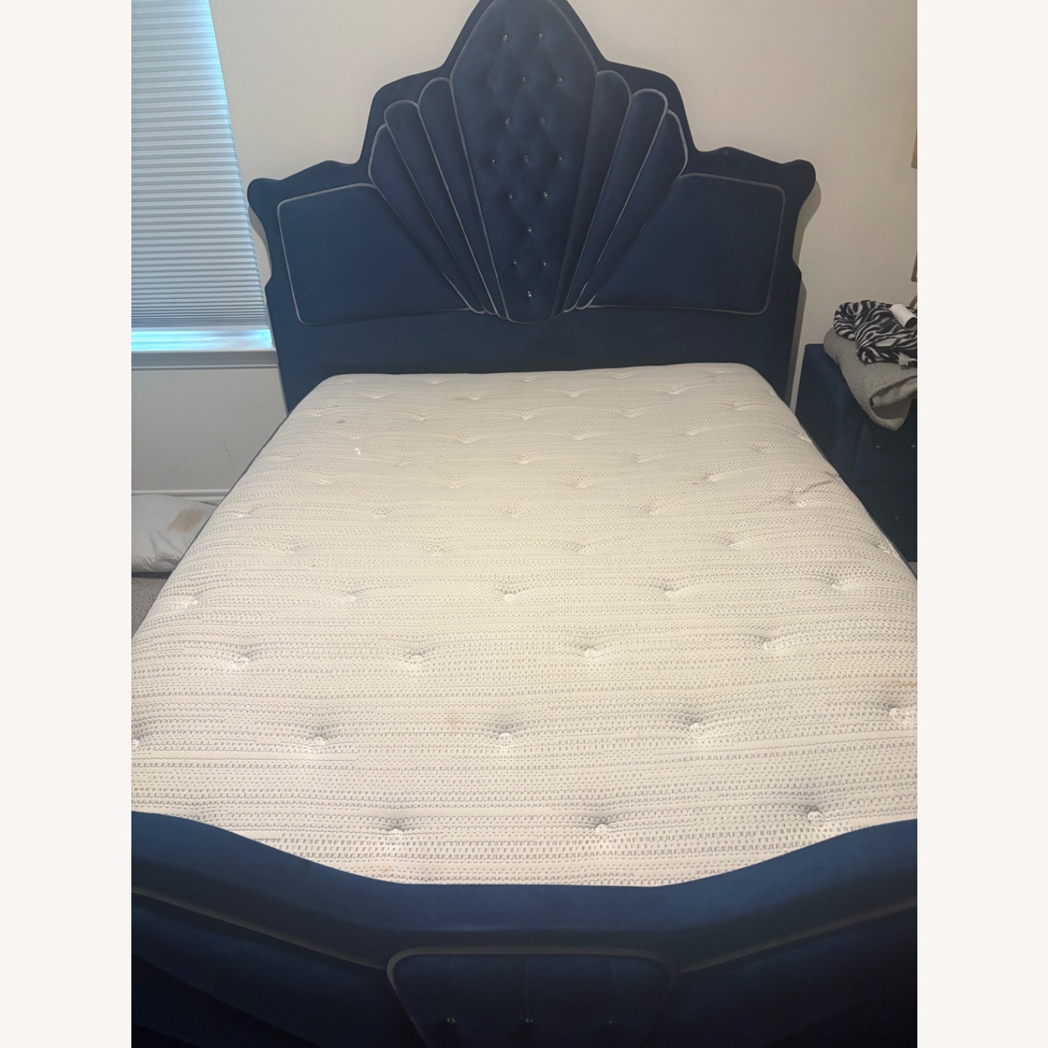 Wayfair Blue Velvet Queen Bed - image-4