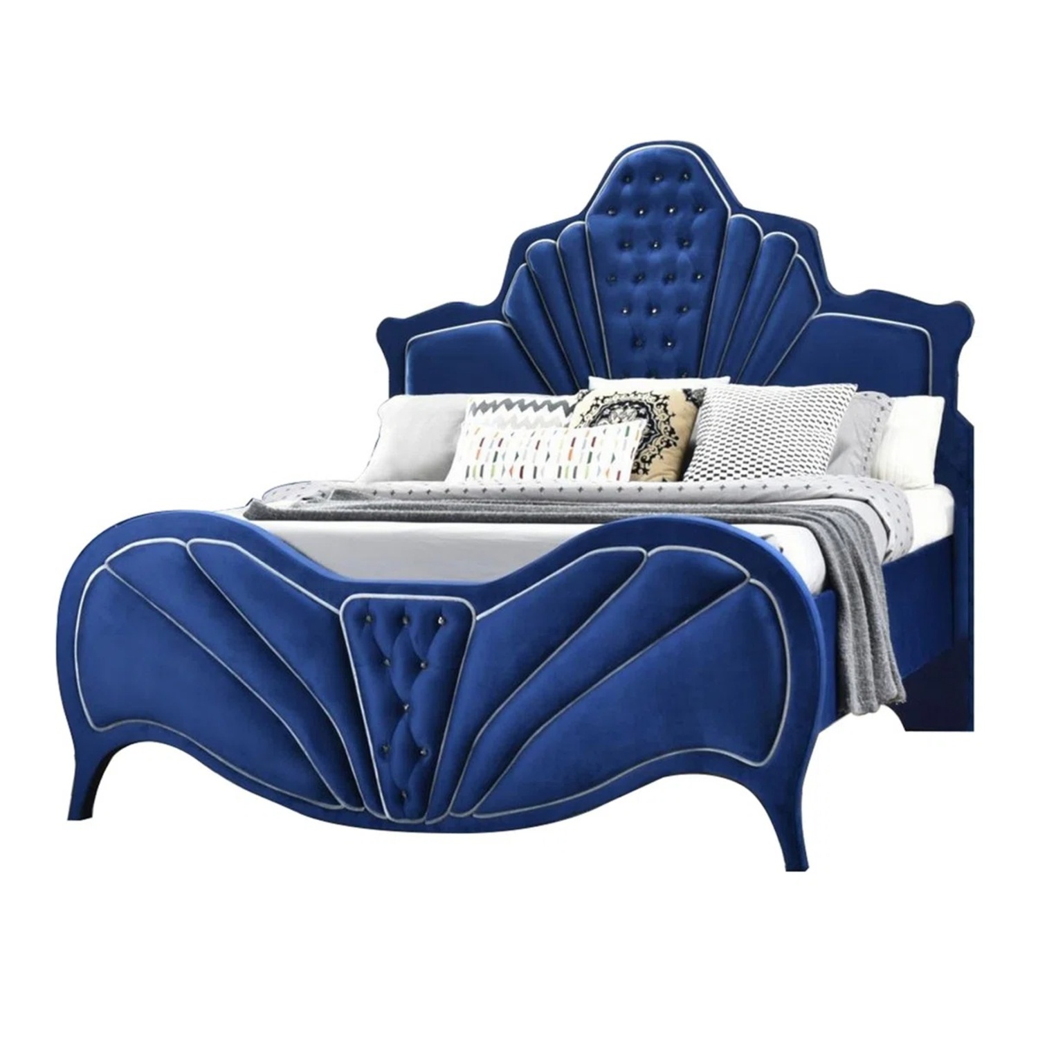Wayfair Blue Velvet Queen Bed - image-8
