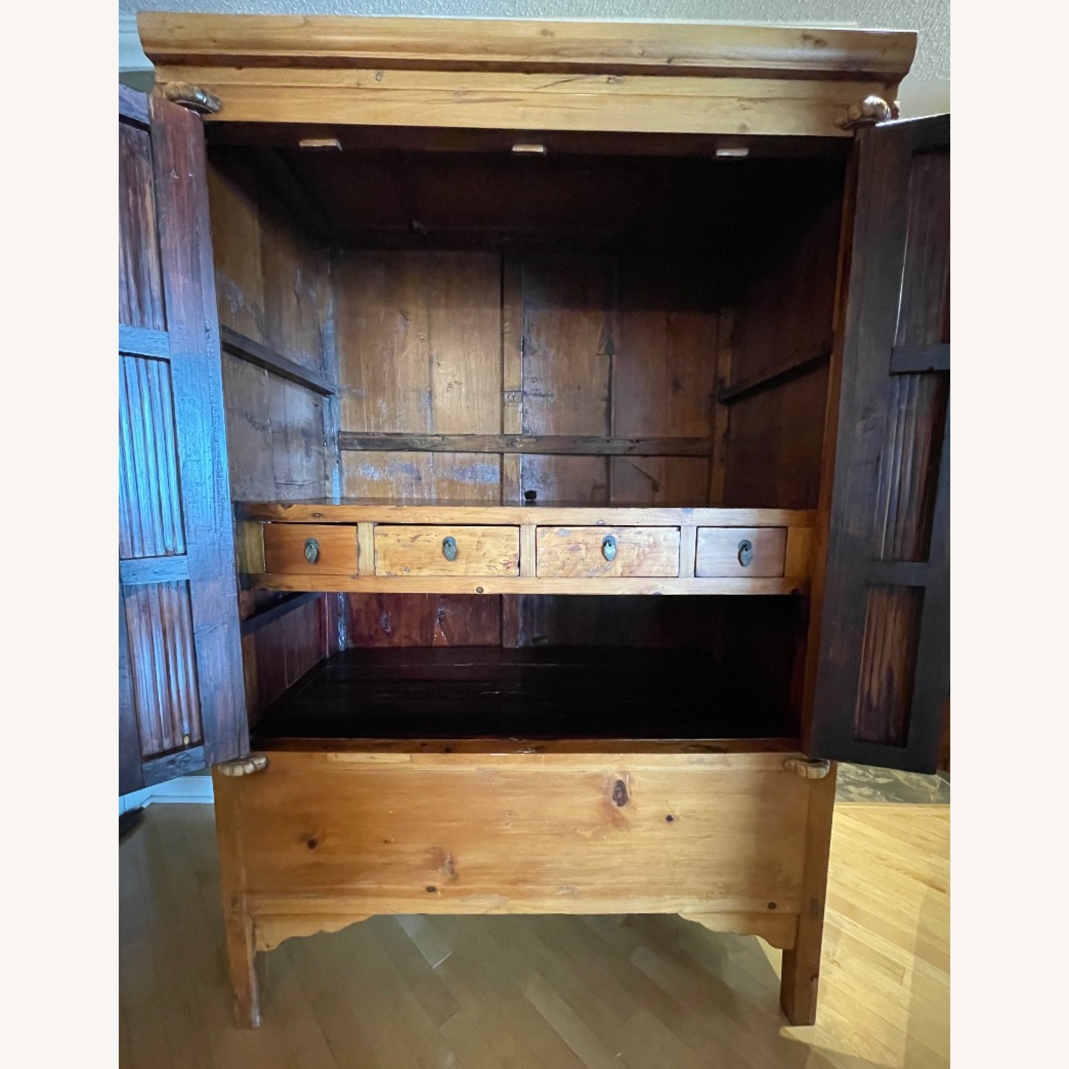 Rustic Dark Wood Armoire - image-2