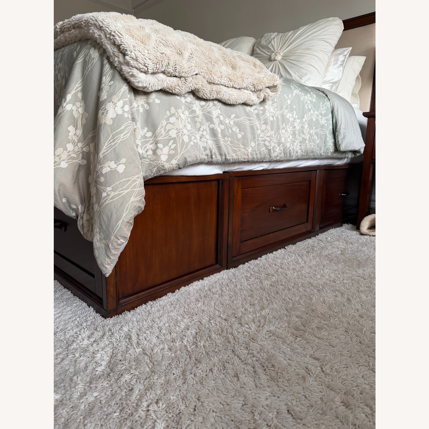 Pottery Barn Stratton Dark Brown Wood Queen Bed - image-1