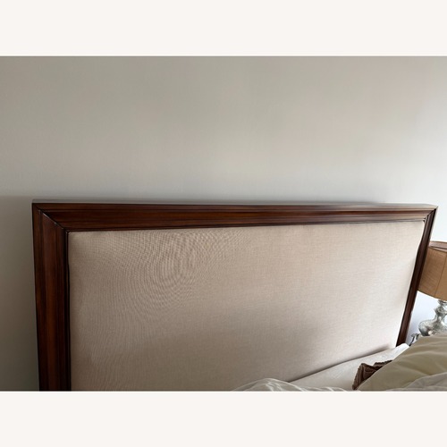 Used Pottery Barn Stratton Dark Brown Wood Headboard for sale on AptDeco