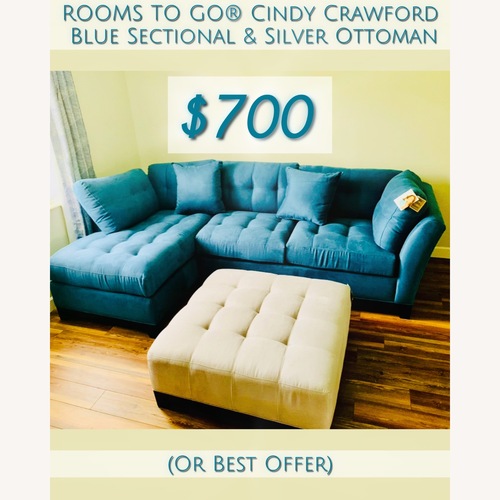 Used Rooms To Go Cindy Crawford Sectional & Ottoman for sale on AptDeco