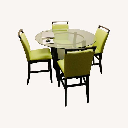 Used Glass Dining Table with Cherry Wood & 4 Chairs for sale on AptDeco