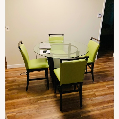 Used Glass Dining Table with Cherry Wood & 4 Chairs for sale on AptDeco