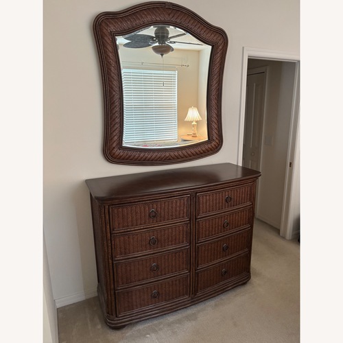 Used Lexington Home Brands Dark Brown Wicker Dresser for sale on AptDeco