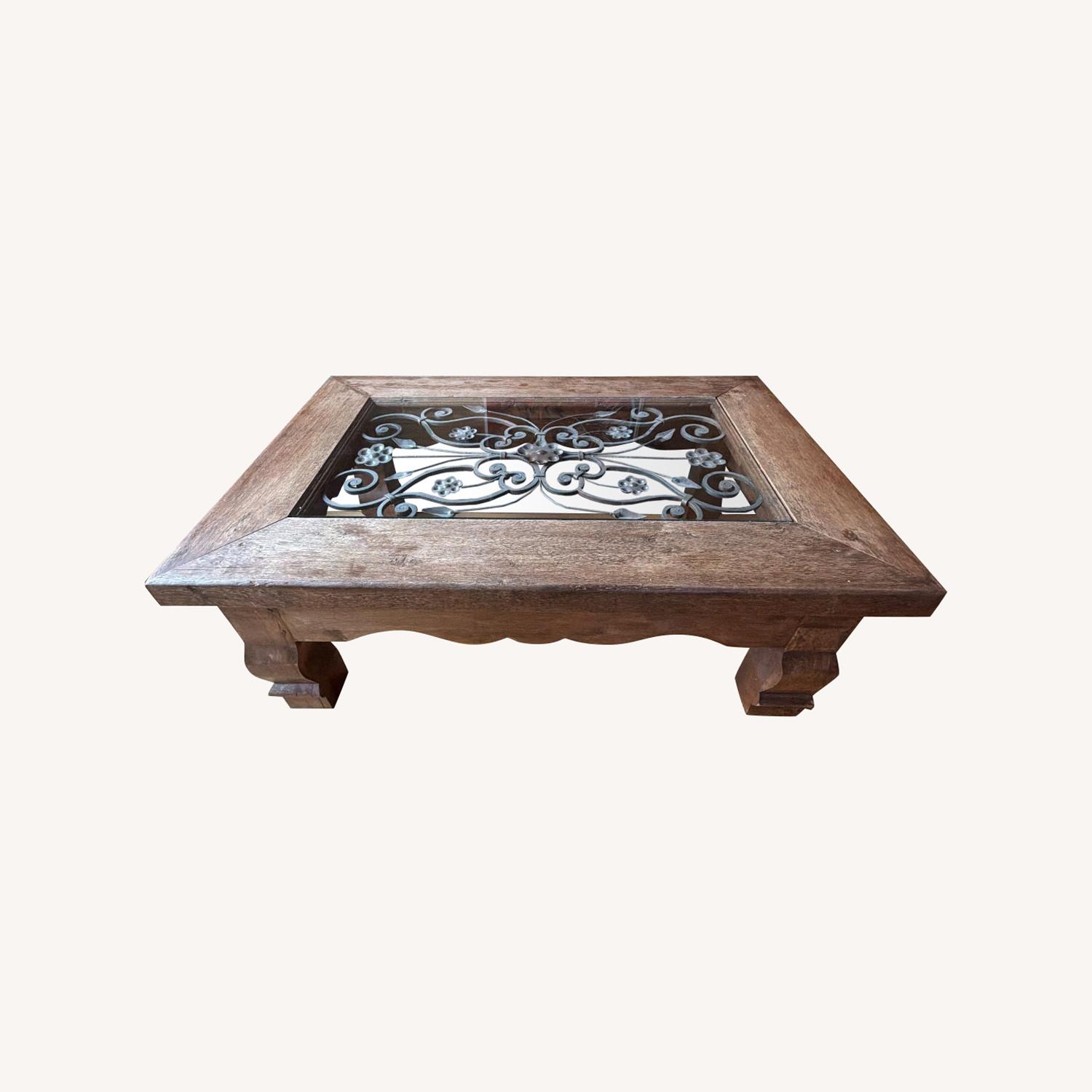 Vintage/Antique Dark Brown Wood Coffee Table - image-0