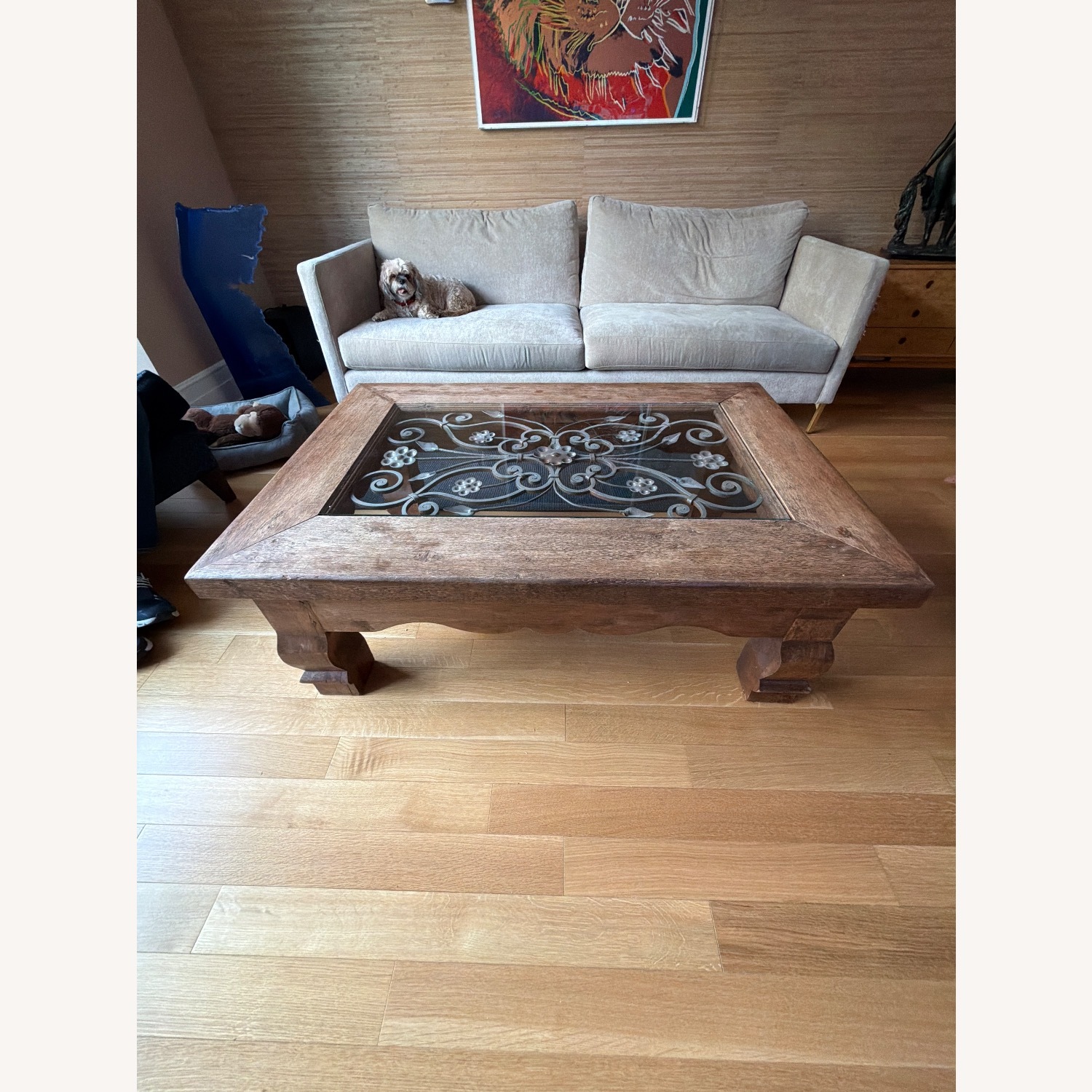 Vintage/Antique Dark Brown Wood Coffee Table - image-1