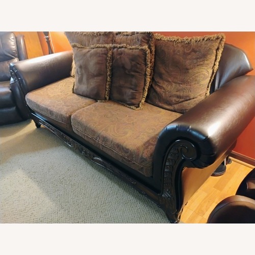 Used Melfi Sofa Dark Brown Faux Leather 3+ Seater Sofa for sale on AptDeco
