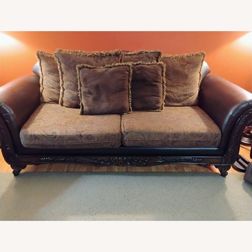 Used Melfi Sofa Dark Brown Faux Leather 3+ Seater Sofa for sale on AptDeco