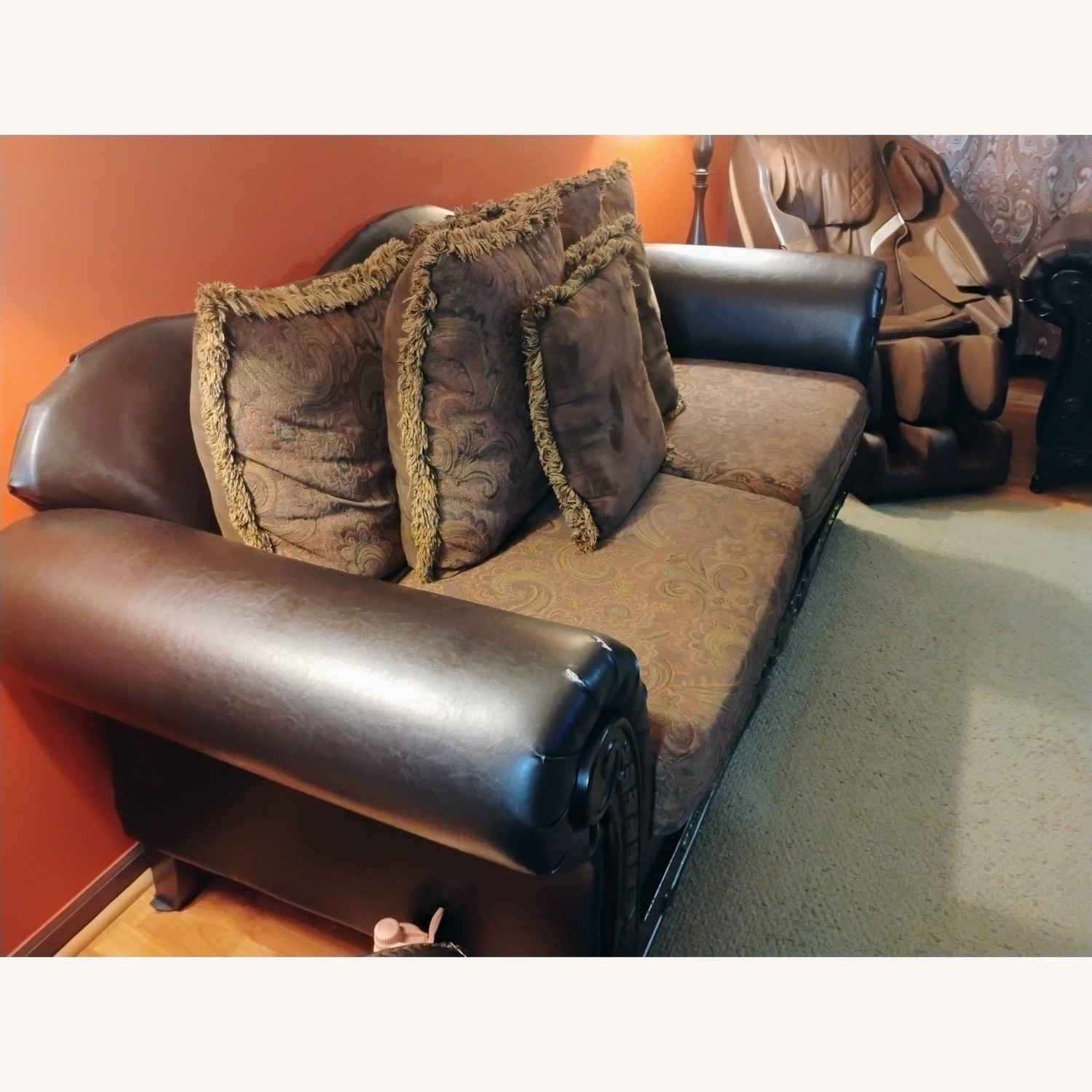 Melfi Sofa Dark Brown Faux Leather 3+ Seater Sofa - image-2