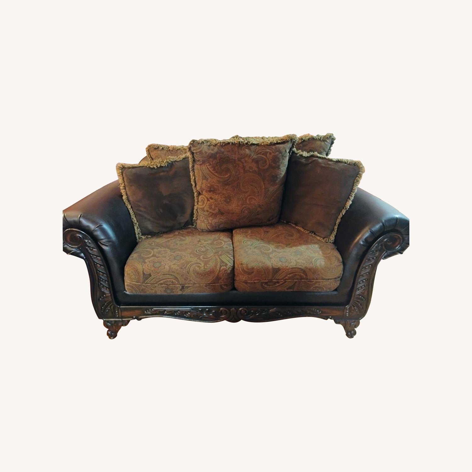 Melfi Sofa Dark Brown Leather Loveseat - image-0