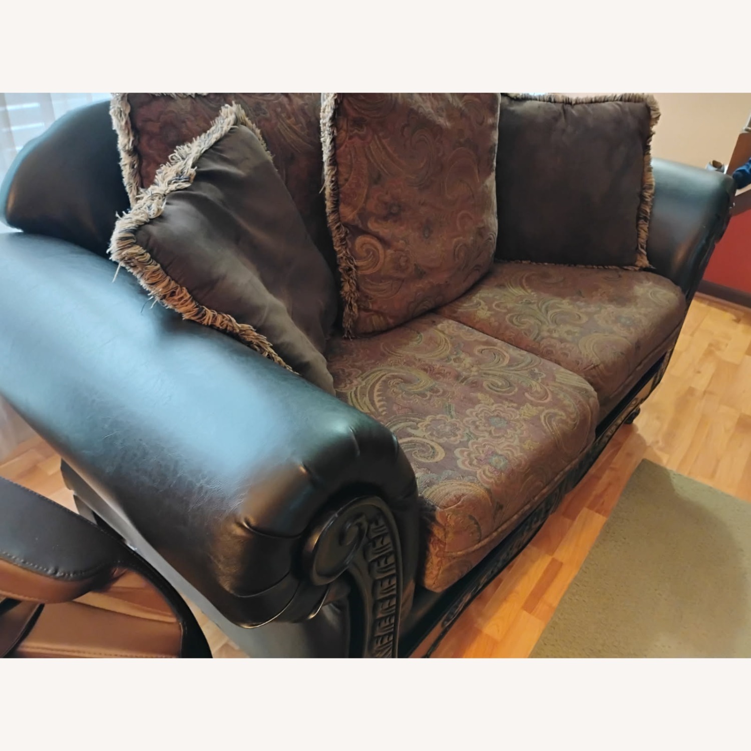 Melfi Sofa Dark Brown Leather Loveseat - image-2