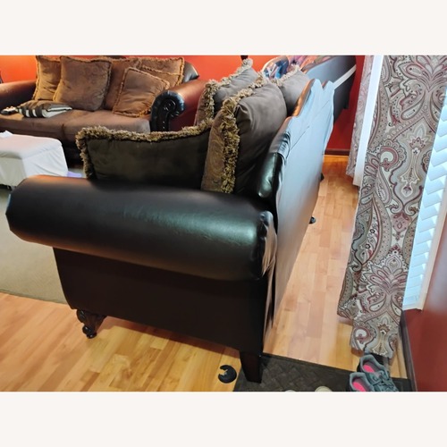 Used Melfi Sofa Dark Brown Leather Loveseat for sale on AptDeco