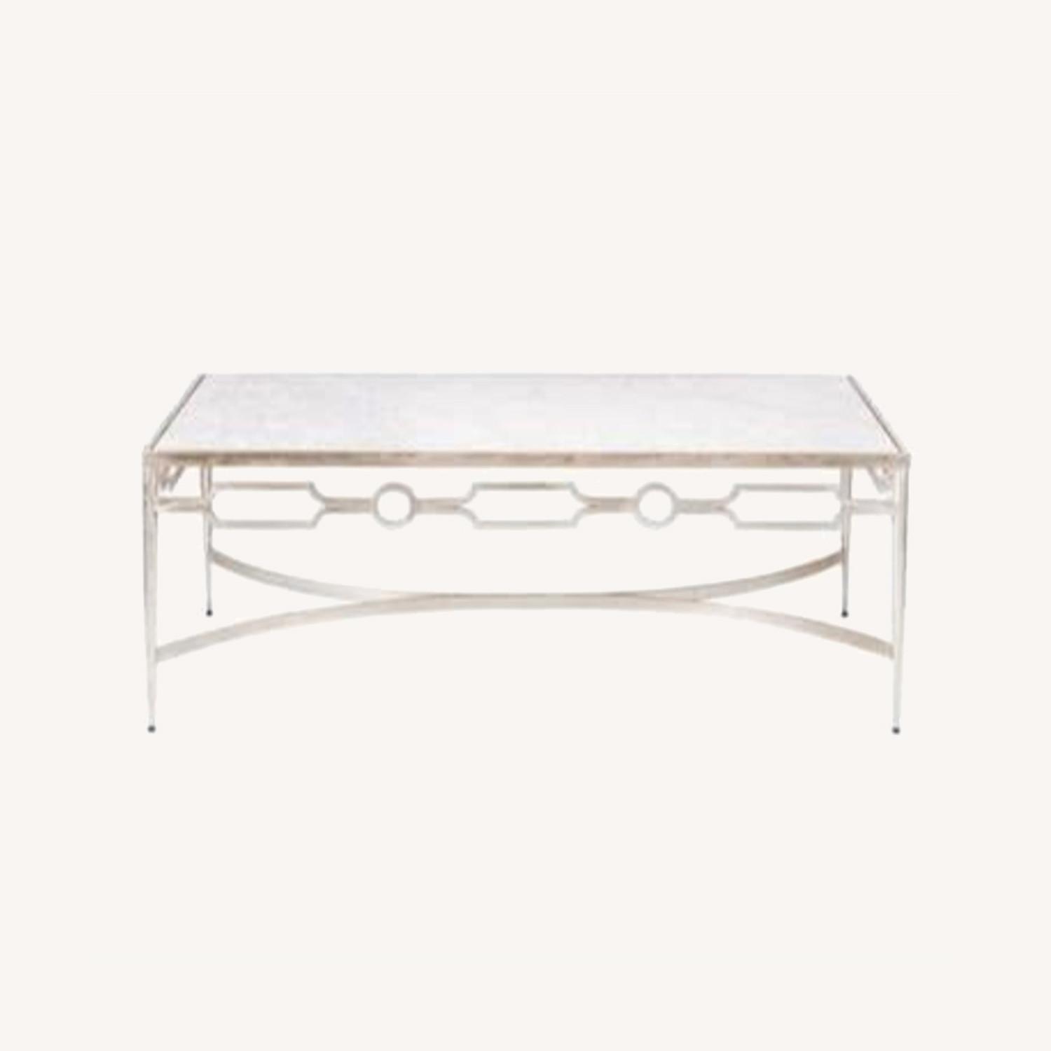 Worlds Away Silver Marble Coffee Table - image-0